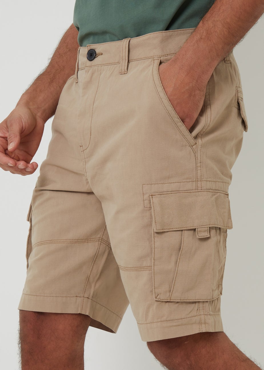 Threadbare Stone Manchester Cotton Cargo Shorts