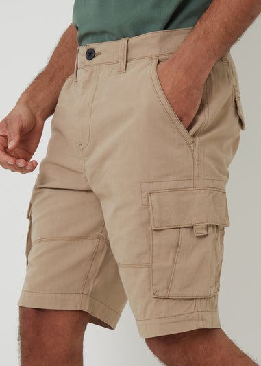 Threadbare Stone Manchester Cotton Cargo Shorts