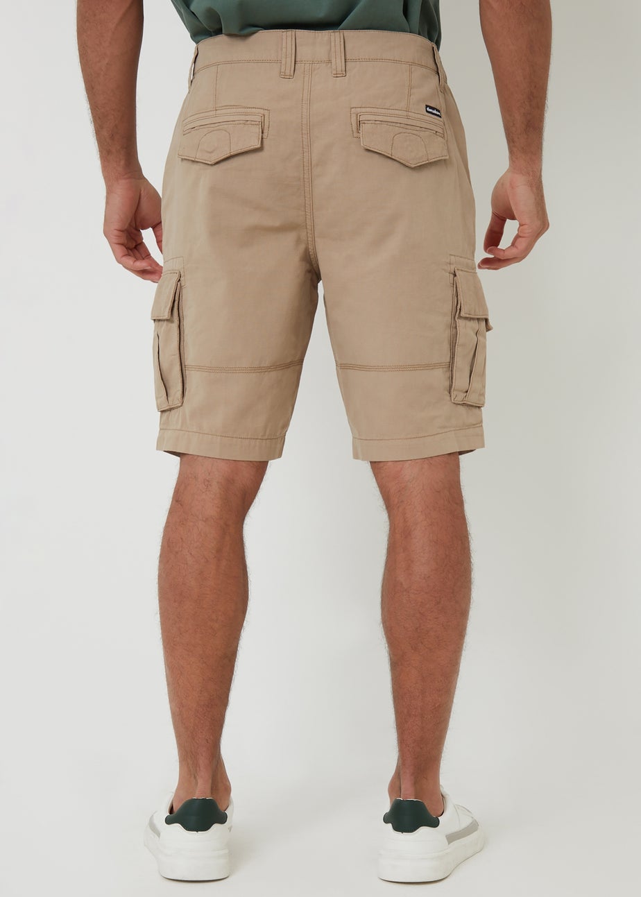 Threadbare Stone Manchester Cotton Cargo Shorts