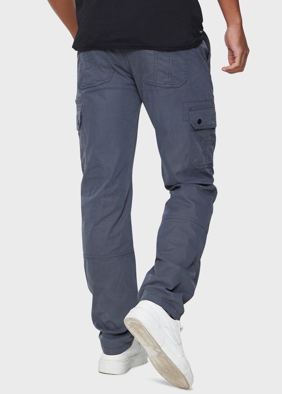 Threadbare Charcoal Cotton Blend Belted Cargo Trousers