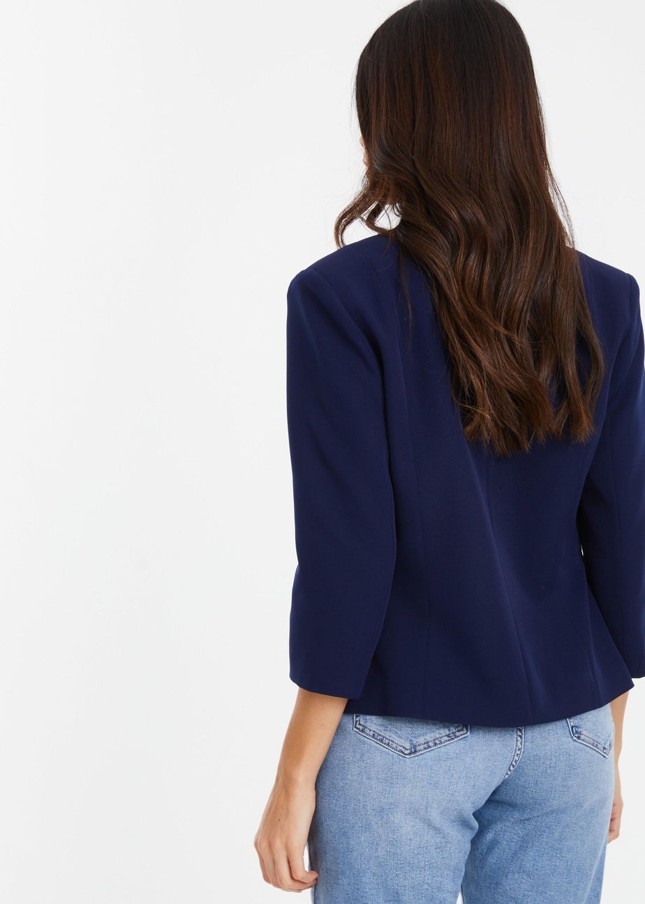Quiz Blue Tailored Cropped Blazer