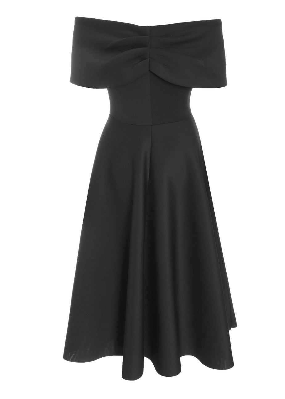 Quiz Black Bardot Skater Midi Dress