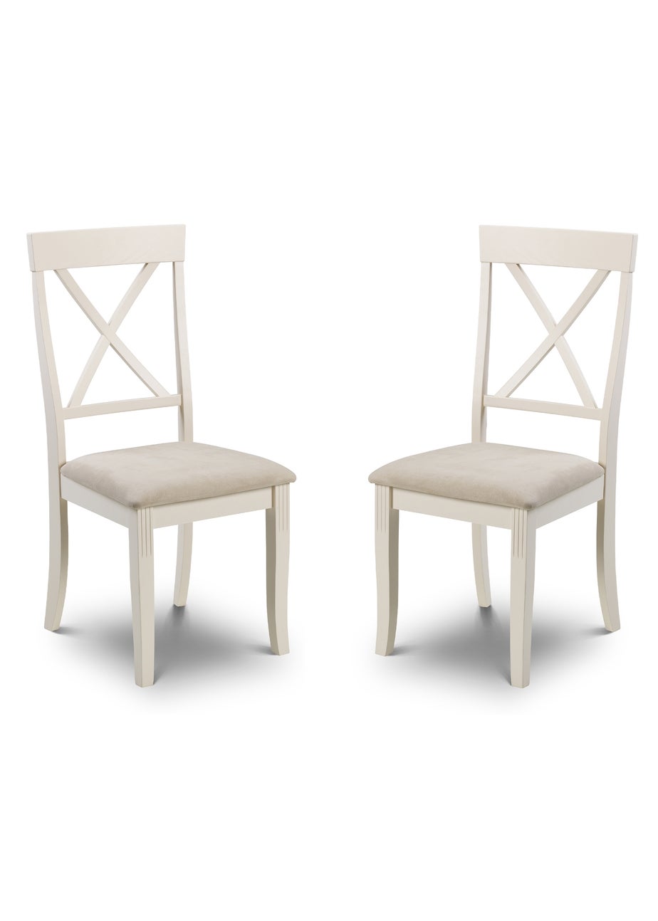 Julian Bowen Ivory Davenport Chairs Set Of 2 (96.5 x 44 x 52cm)