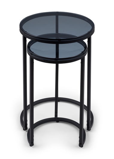 Julian Bowen Black Round Nesting Side Tables Smoked Glass (55  x 40 x 40cm)