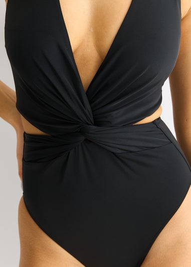 Gini London Black Twisted Cut out Halter Swimsuit