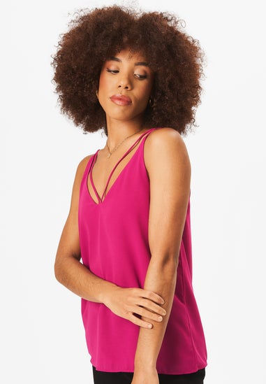 Gini London Fuchsia Plain Strappy Cami Top