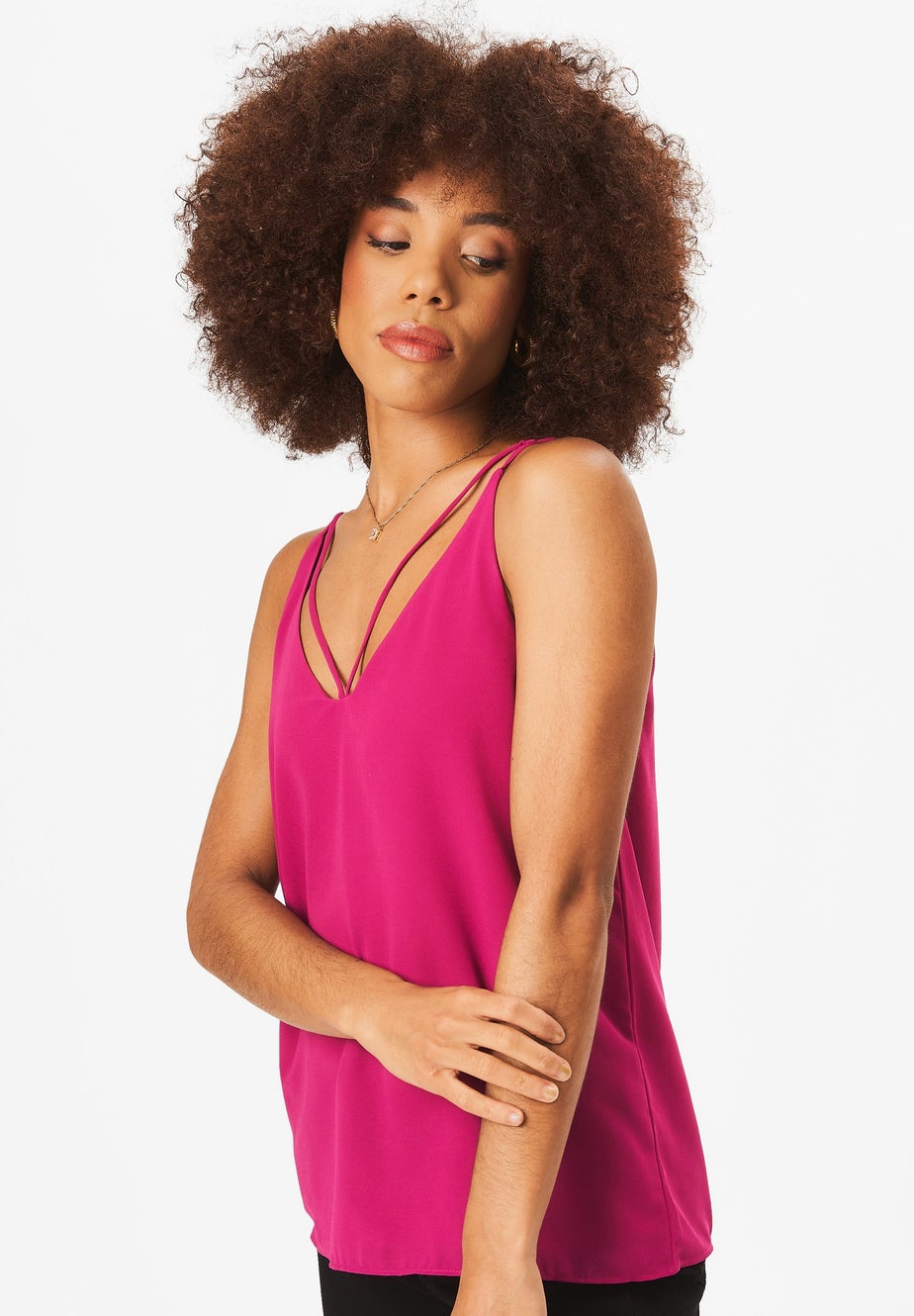 Gini London Fuchsia Plain Strappy Cami Top