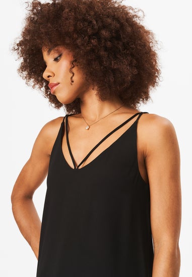 Gini London Black Plain Strappy Cami Top