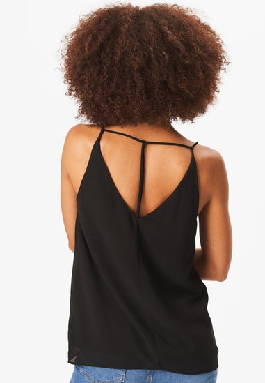 Gini London Black Plain Strappy Cami Top