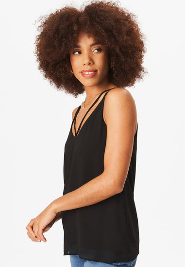 Gini London Black Plain Strappy Cami Top