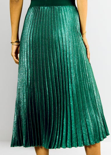 Gini London Green Pleated Midi Skirt
