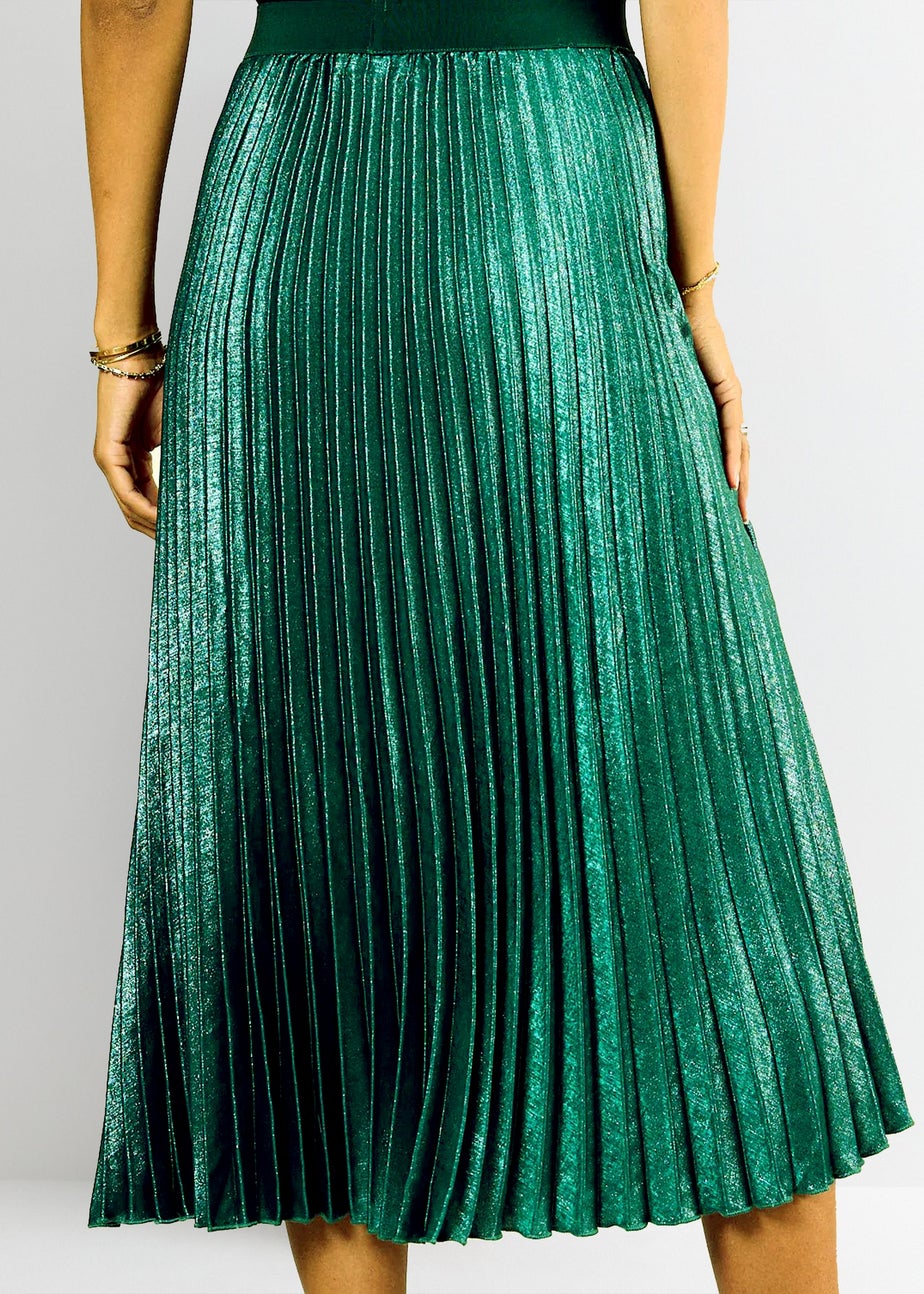 Gini London Green Pleated Midi Skirt