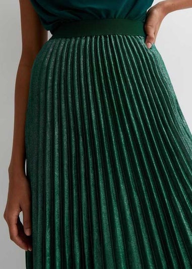 Gini London Green Pleated Midi Skirt