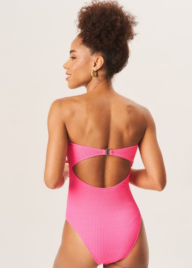 Gini London Fuchsia Twist Front Textured Swimsuit