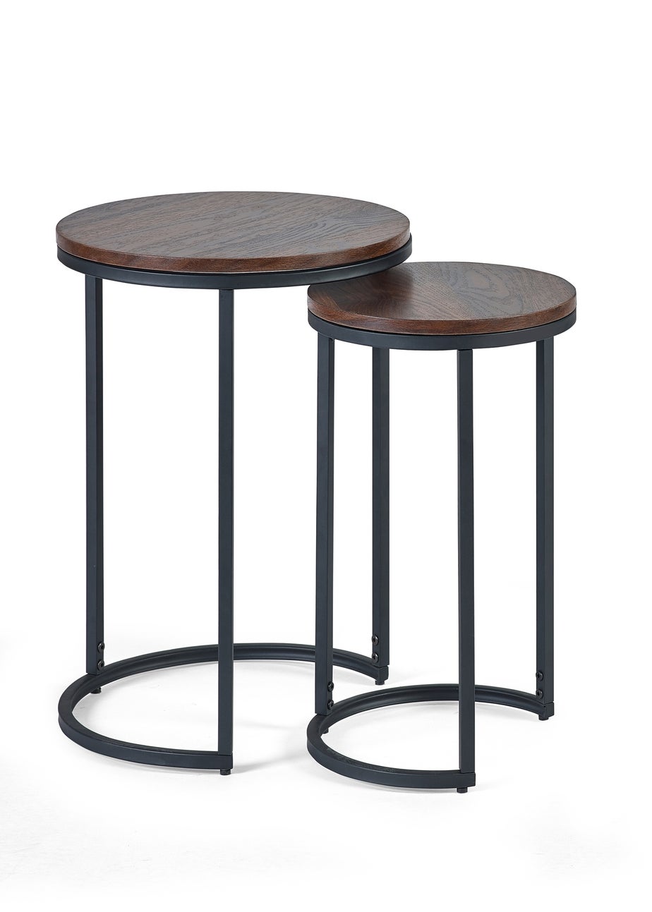 Julian Bowen Walnut Tribeca Round Nesting Side Tables (55 x 40 x 40cm)