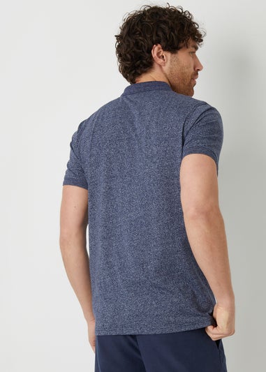 Threadbare Navy Cotton Jersey Grindle Polo Shirt