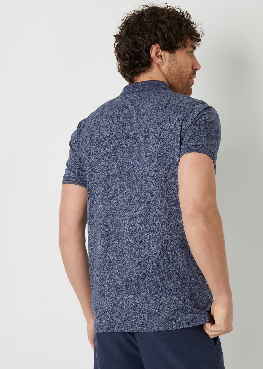 Threadbare Navy Cotton Jersey Grindle Polo Shirt