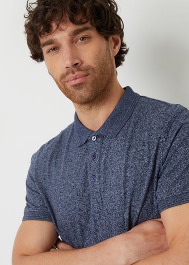 Threadbare Navy Cotton Jersey Grindle Polo Shirt