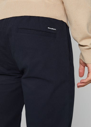 Threadbare Navy Slim Fit Pull-On Chino Trousers