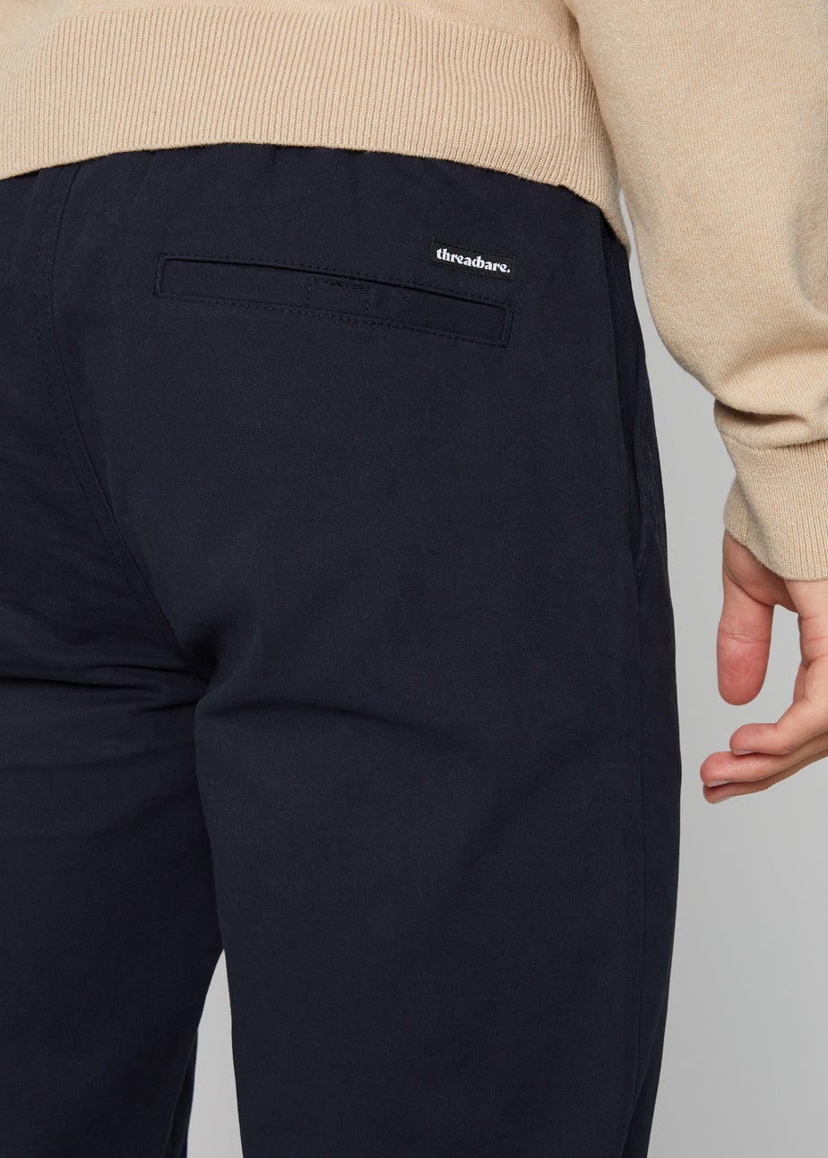 Threadbare Navy Slim Fit Pull-On Chino Trousers