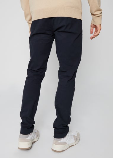 Threadbare Navy Slim Fit Pull-On Chino Trousers