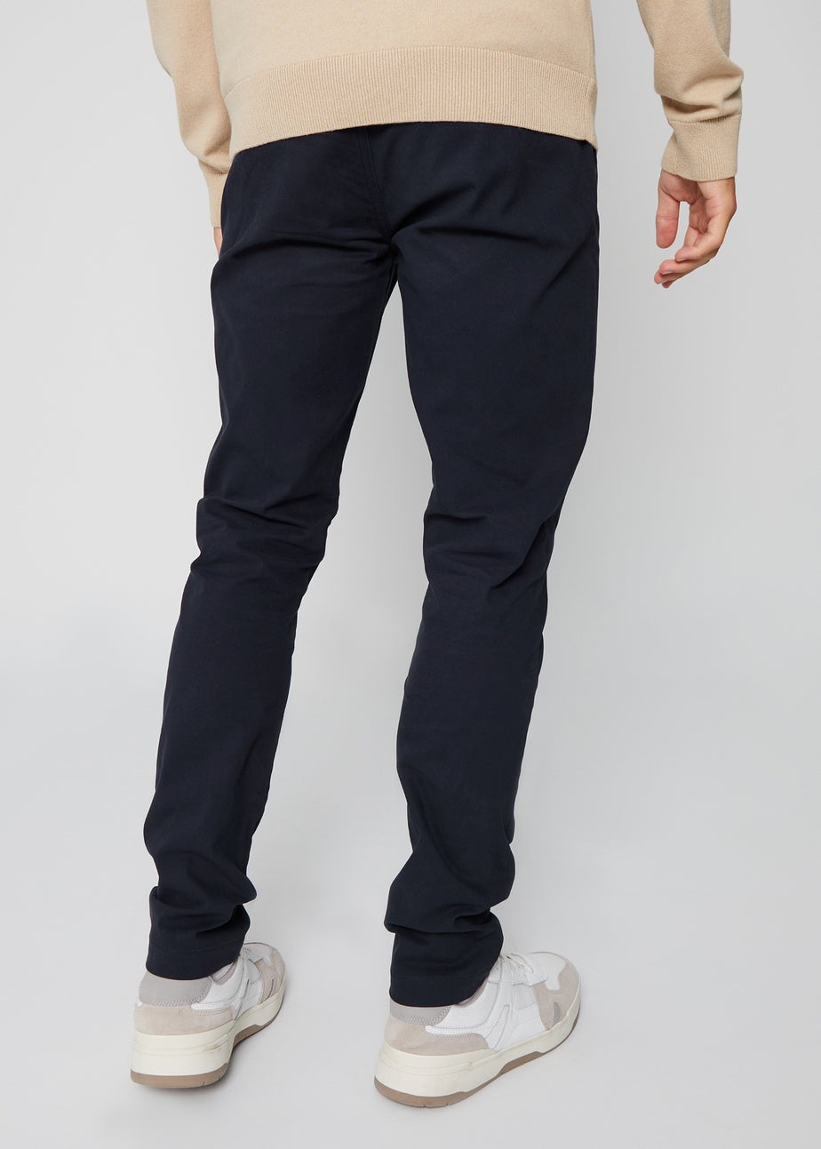 Threadbare Navy Slim Fit Pull-On Chino Trousers