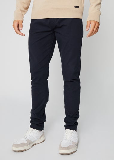Threadbare Navy Slim Fit Pull-On Chino Trousers