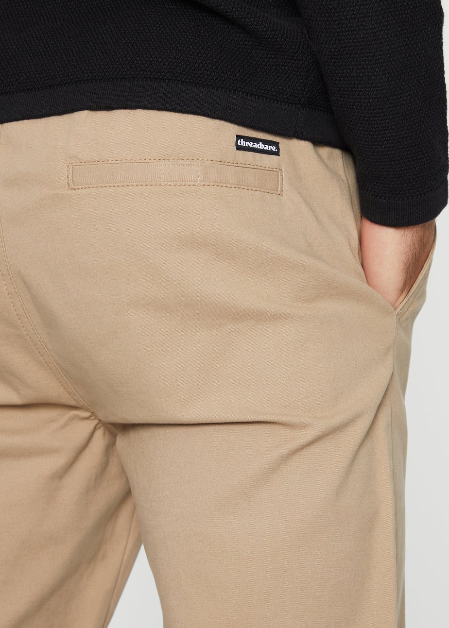 Threadbare Stone Slim Fit Pull-On Chino Trousers