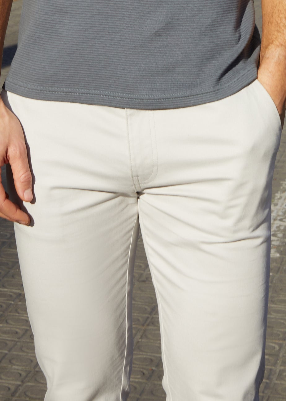 Threadbare White Cotton Regular Fit Chino Trousers with Stretch