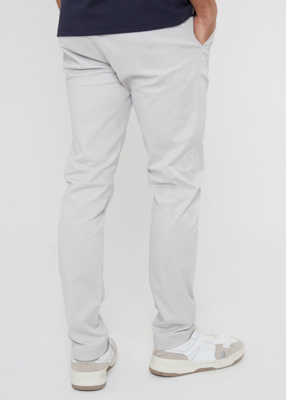 Threadbare White Cotton Slim Fit Chino Trousers With Stretch