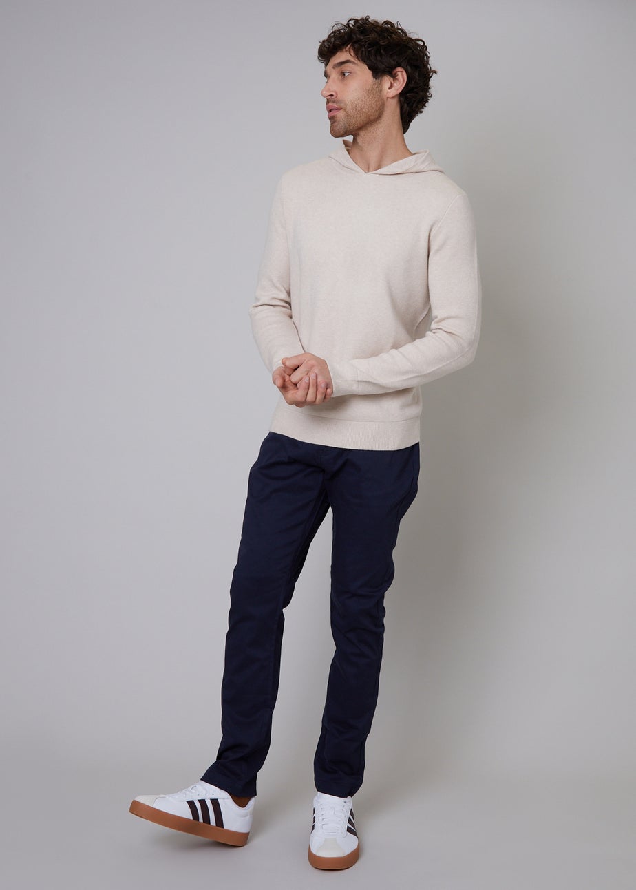 Threadbare Navy Ego Cotton Slim Fit Chino Trousers With Stretch