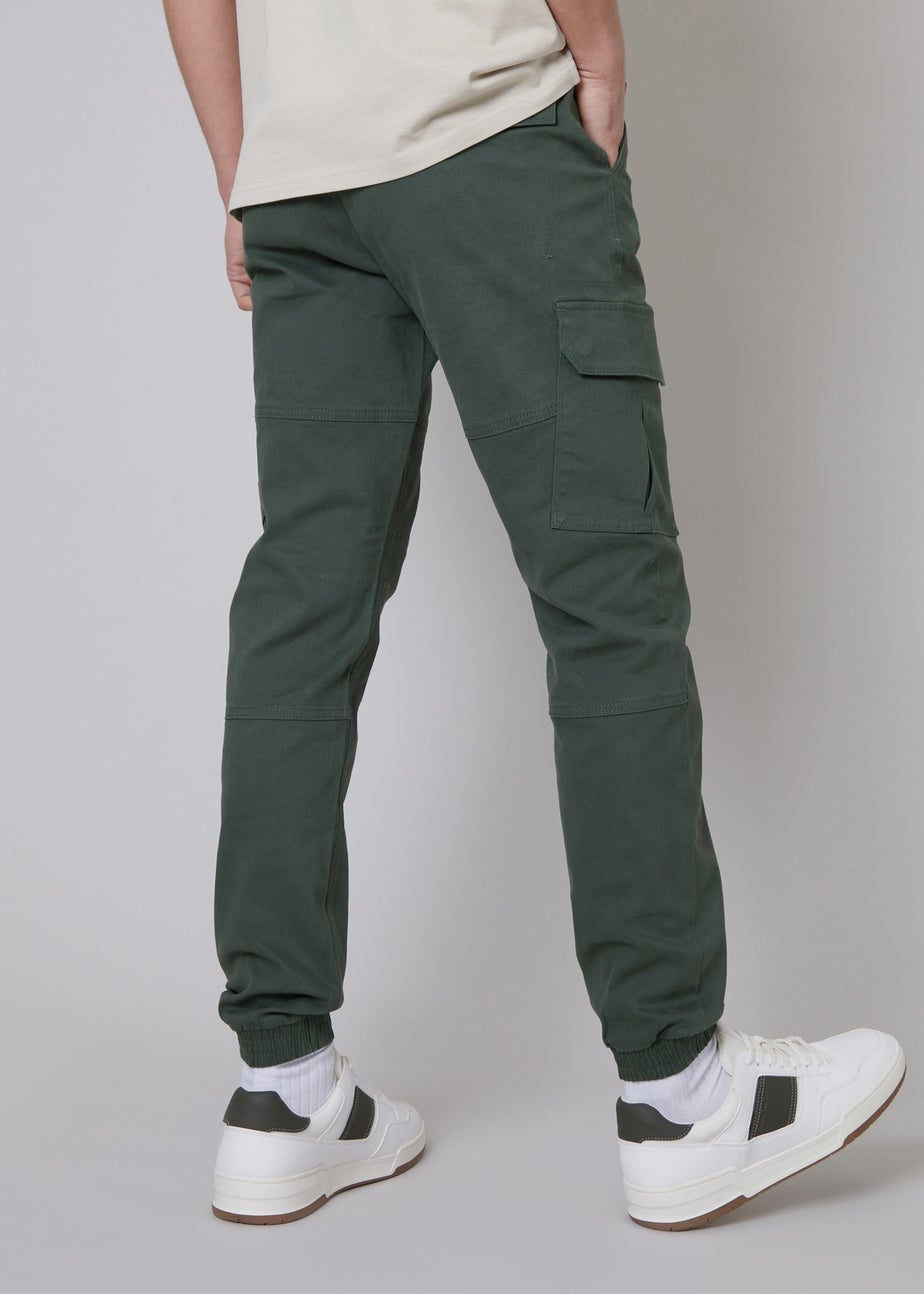 Threadbare Dark Grey Cotton Jogger Style Cargo Trousers With Stretch
