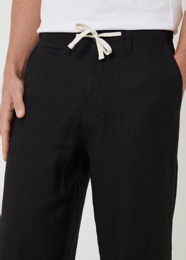 Threadbare Black Linen Blend Casual Trousers