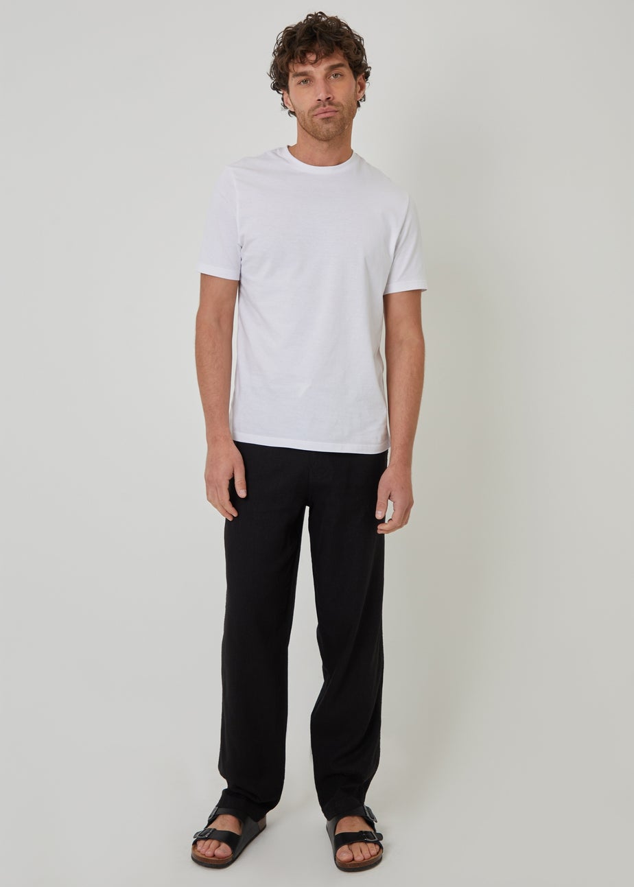 Threadbare Black Linen Blend Casual Trousers
