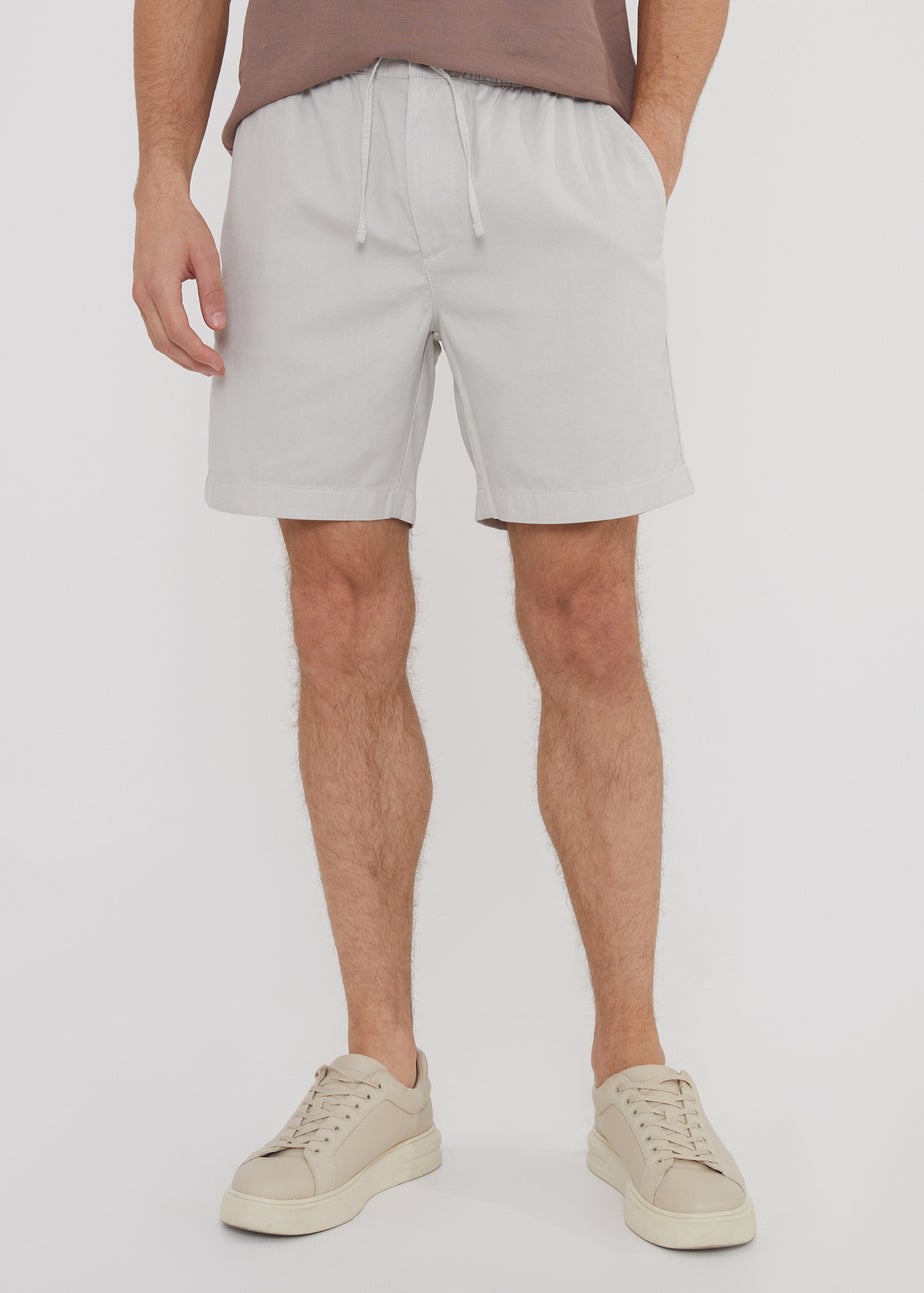 Threadbare White Cotton Lyocell Jogger Style Shorts