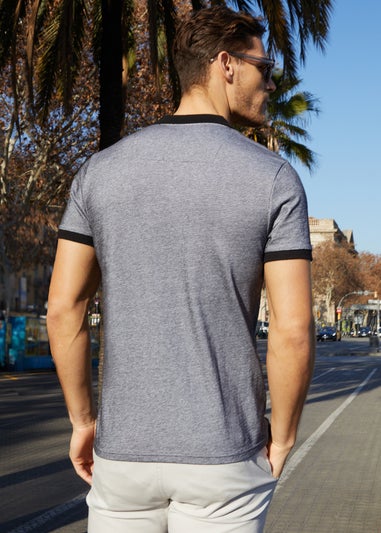 Threadbare Grey Cotton Two Tone Pique Polo Shirt