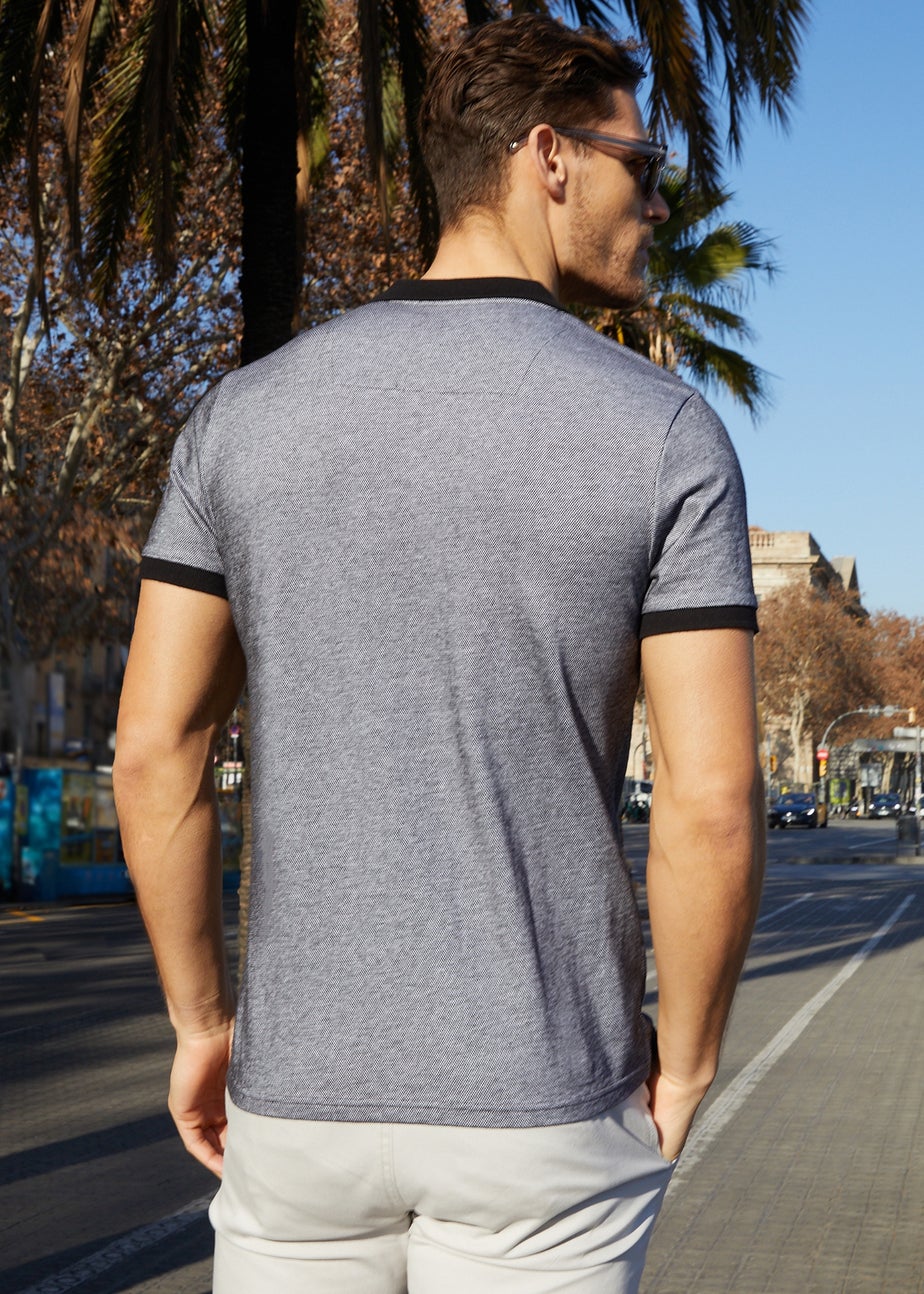 Threadbare Grey Cotton Two Tone Pique Polo Shirt