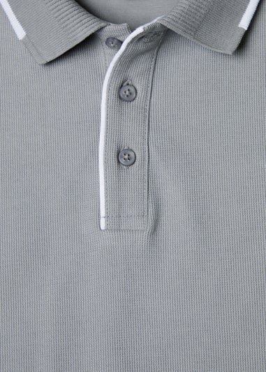 Threadbare Grey Tipping Detail Rib Collar Polo Shirt