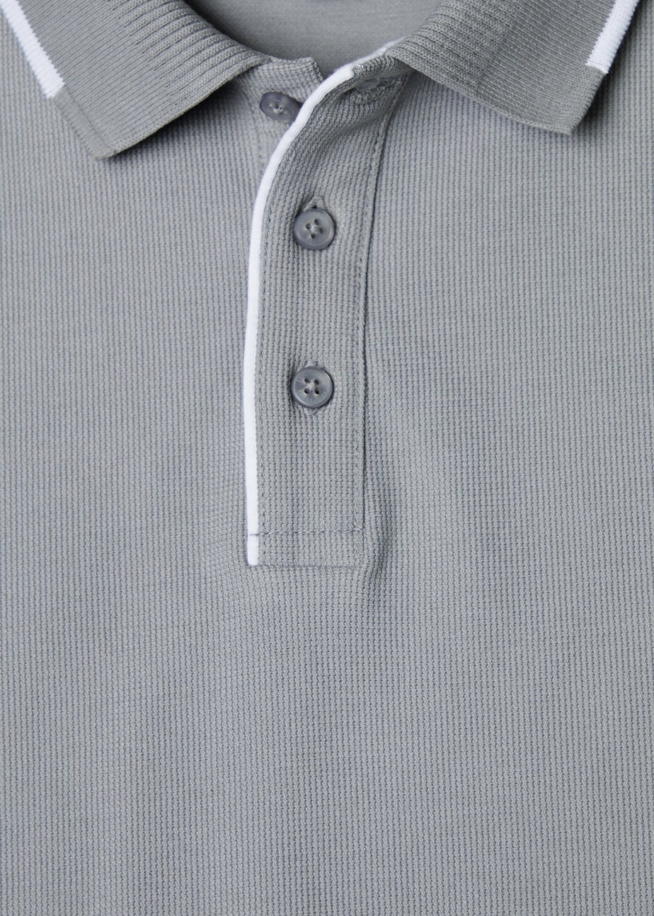 Threadbare Grey Tipping Detail Rib Collar Polo Shirt