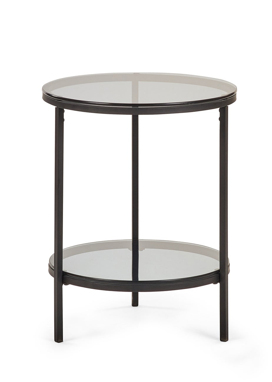 Julian Bowen Black Chicago Circular Lamp Table With Shelf (56 x 45 x 45cm)