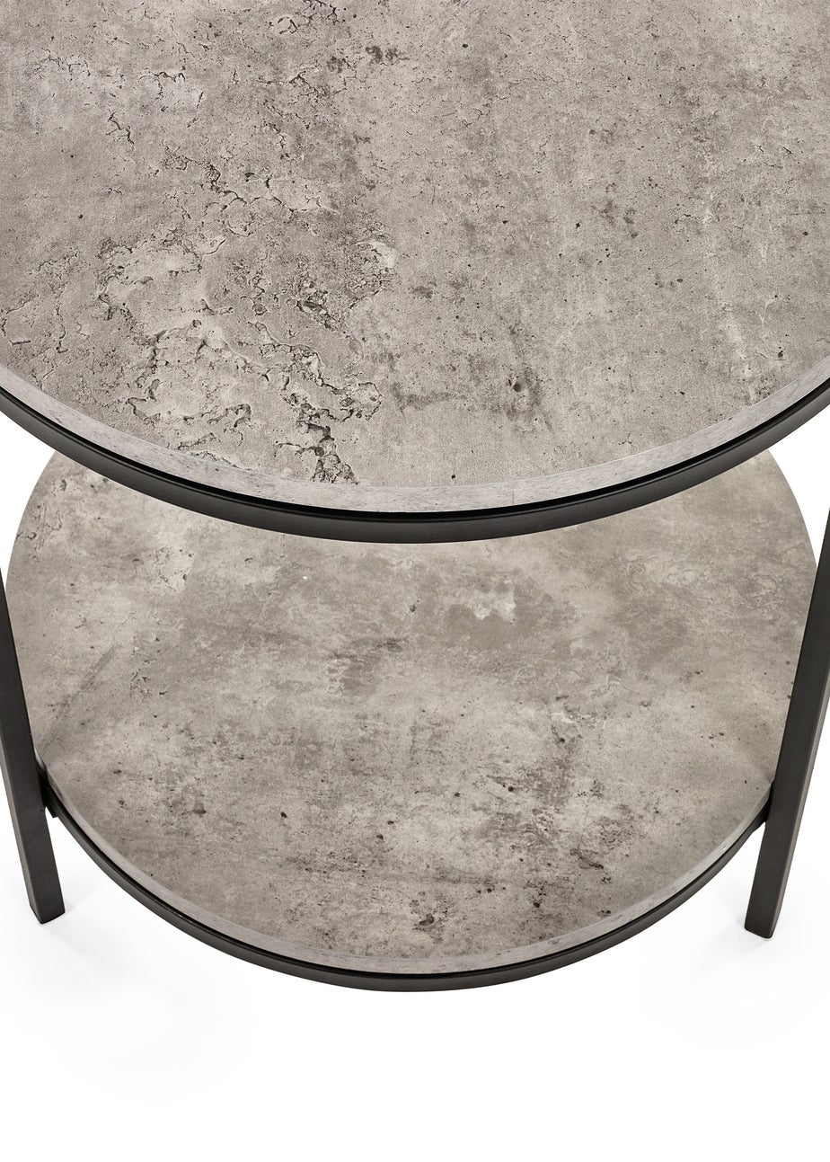 Julian Bowen Black Staten Circular Lamp Table With Shelf (56 x 45 x 45cm)