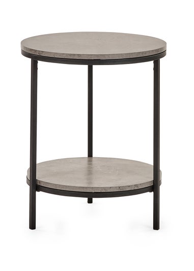 Julian Bowen Black Staten Circular Lamp Table With Shelf (56 x 45 x 45cm)
