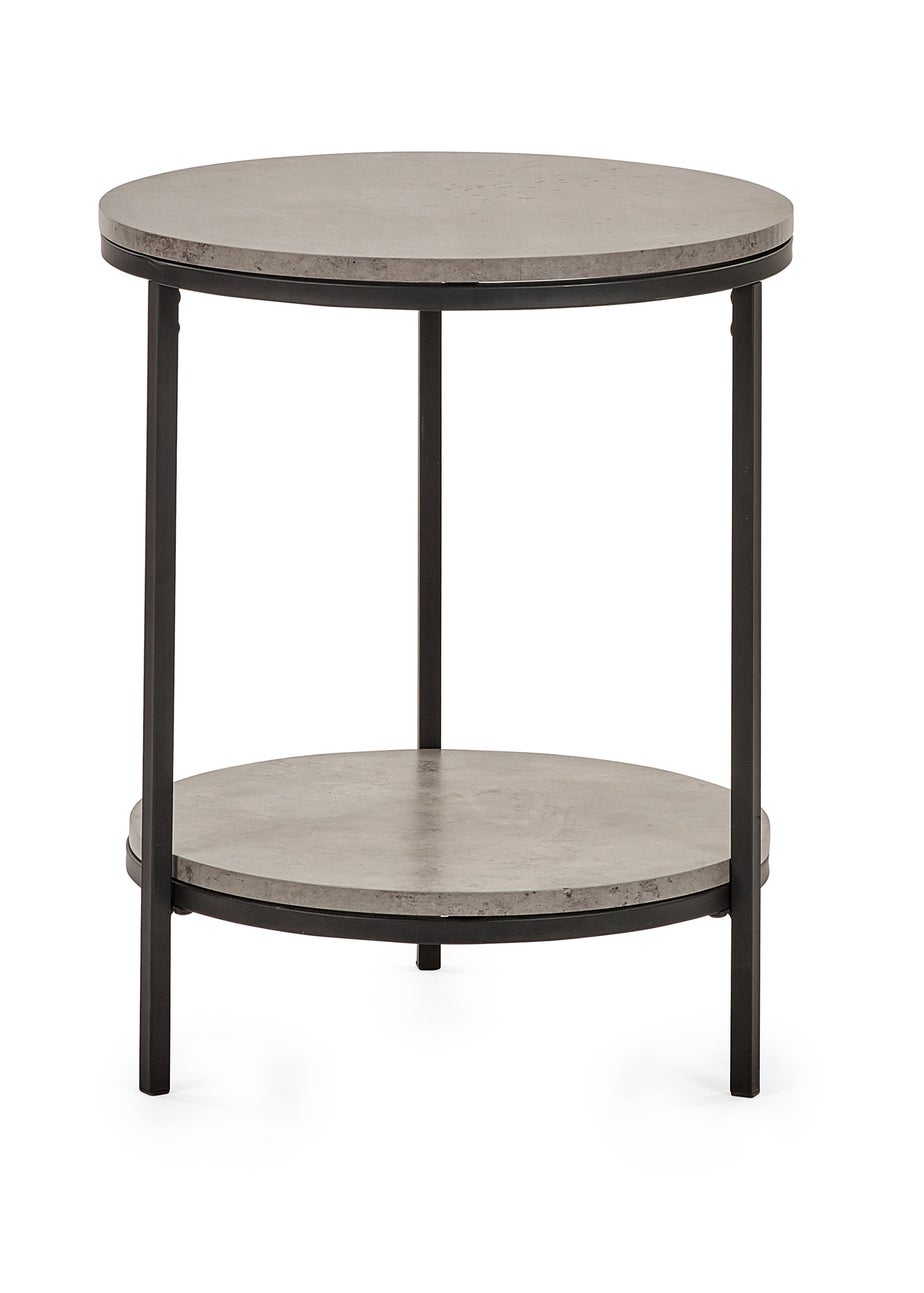 Julian Bowen Black Staten Circular Lamp Table With Shelf (56 x 45 x 45cm)