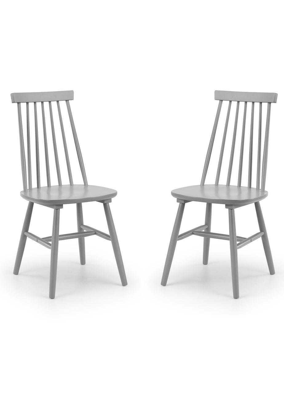 Julian Bowen Grey Spindle Back Dining Chairs Set of 2  (92.5 x 44 x 53cm)