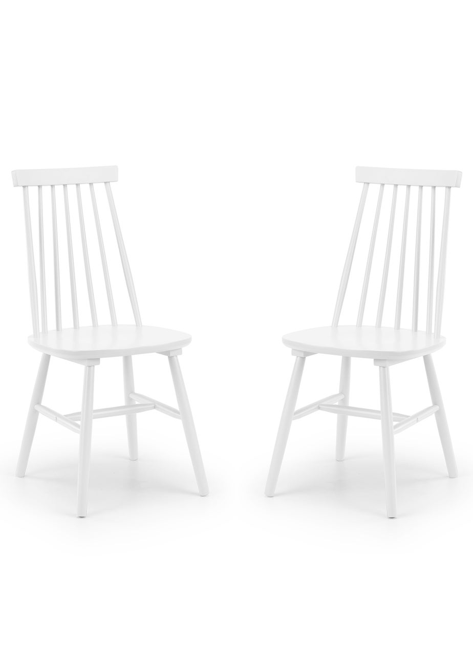 Julian Bowen White Spindle Back Dining Chairs Set of 2  (92.5 x 44 x 53cm)
