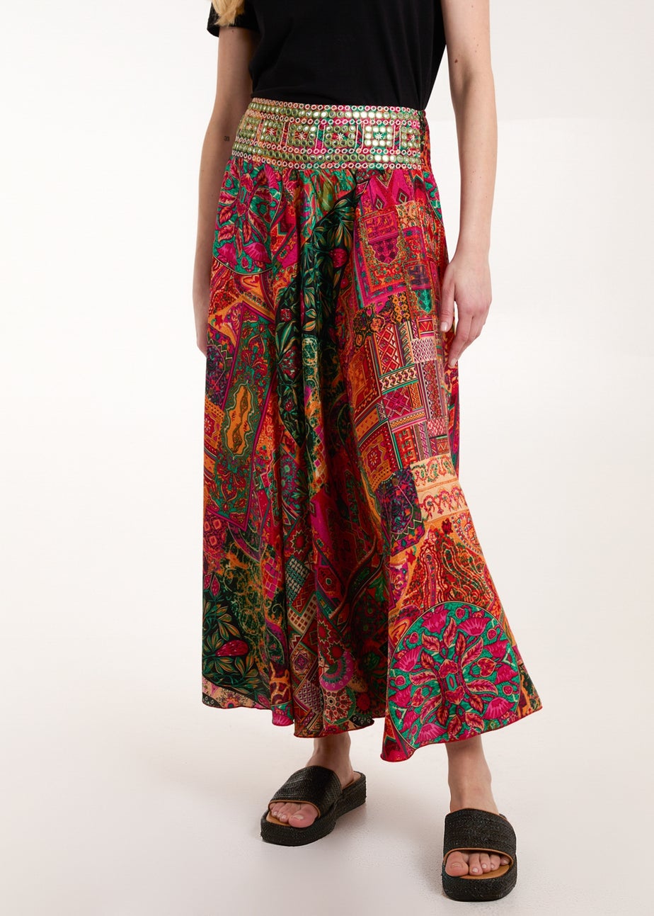 Blue Vanilla Orange Embellished Extreme Wide Leg Trousers