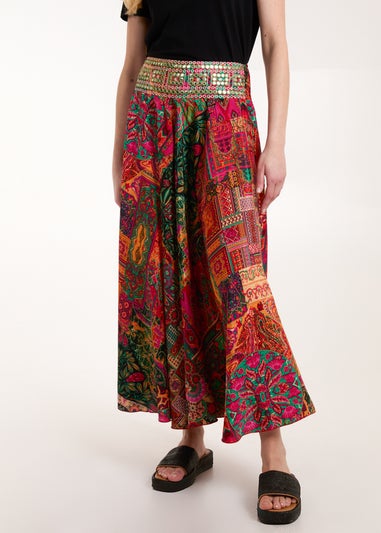 Blue Vanilla Orange Embellished Extreme Wide Leg Trousers