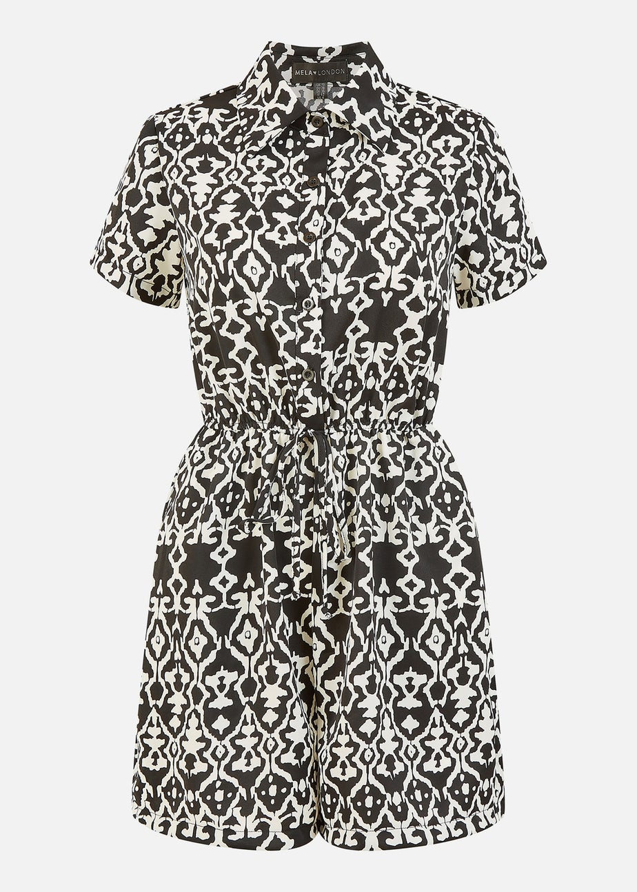 Mela Black Abstract Print Playsuit
