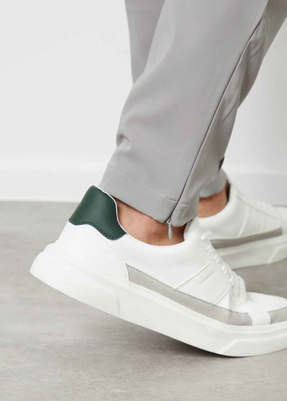 Threadbare Light Grey Luxe Pull-On Seam Detail Stretch Trousers