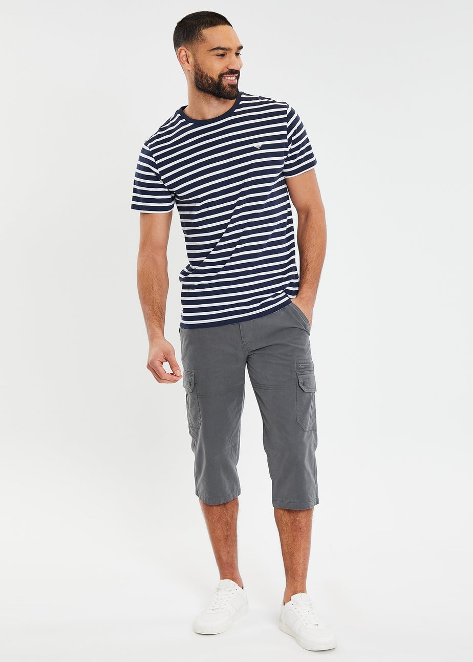 Threadbare Charcoal 3/4 Length Belted Cargo Trousers